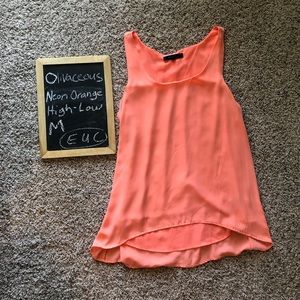 Neon coral high low tank